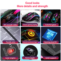 1200DPI przewodowa mysz dla graczy z USB optyczna mysz komputerowa na PC Laptop 3 klawisze ergonomiczne myszy Led Light Night Glow mysz mechaniczna 5